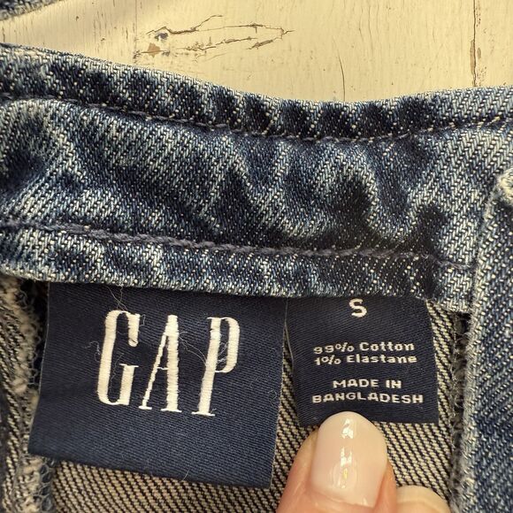 Gap Denim Mini Dress Western Womens Blue Jean Spaghetti Strap Y2K - Picture 11 of 12